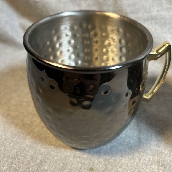 PAIR OF HAMMERED STAINLESS STEEL MOSCOW MULE MUGS ECO ONE / SILVER ONE INTL. - Picture 3 of 8